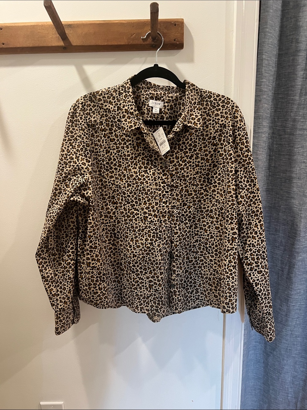 J. Crew Women's Leopard Print Button-Down Shirt - Tan and Black